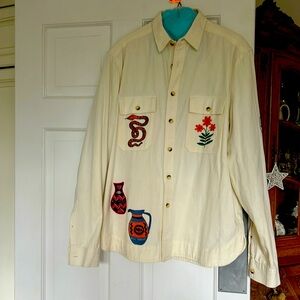 EUC men’s exquisitely embroidered 100% cotton long sleeve shirt.